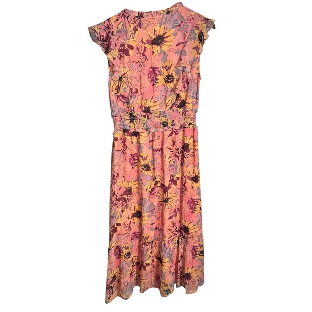 PAIGE Katharina Floral Silk Midi Dress Size Large Ruffle Feminine - Picture 15 of 16
